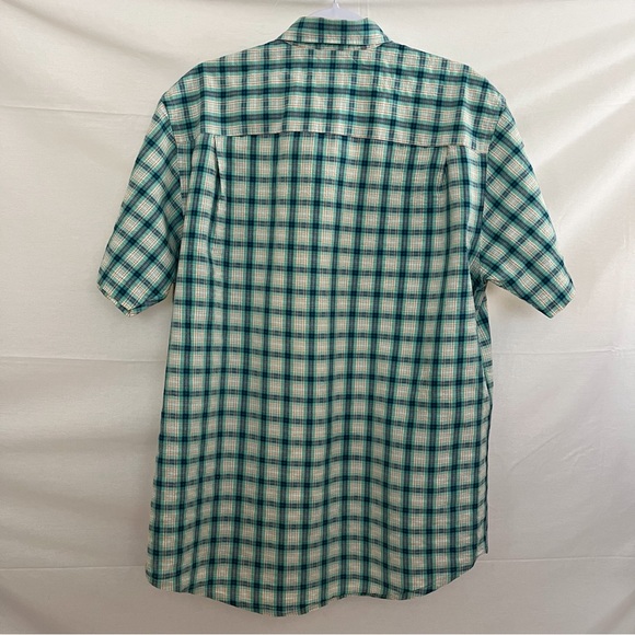Structure Short Sleeve Button Up Green Plaid Shirt Size Medium - Picture 2 of 6